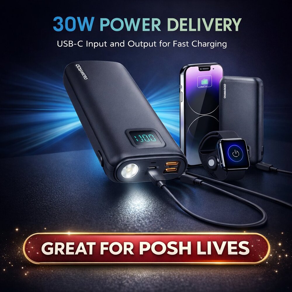 Portable Quick Charger Power Bank 40000mAh 30W QC 4.0 Flashlight LED Display NEW